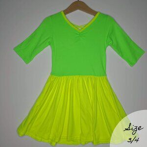 DotDotSmile Size 3/4t Ballerina Dress - NWT Neon Green and Yellow colorblock
